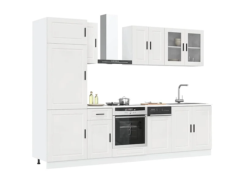 Ensemble d'armoires de cuisine 8 pcs Kalmar blanc brillant