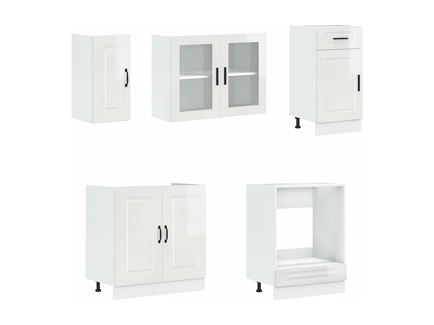 Ensemble d'armoires de cuisine 8 pcs Kalmar blanc brillant