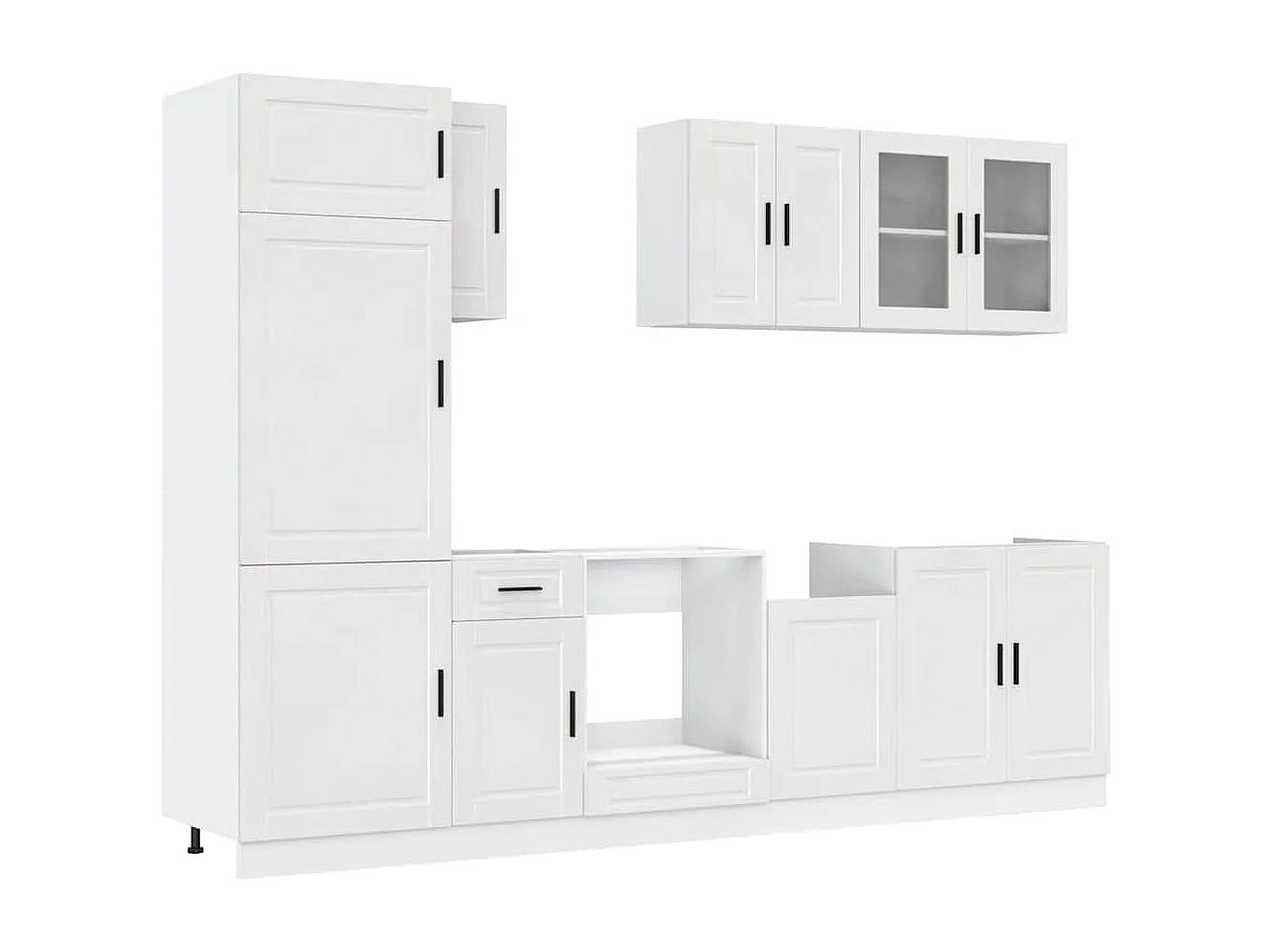 Ensemble d'armoires de cuisine 8 pcs Kalmar blanc brillant