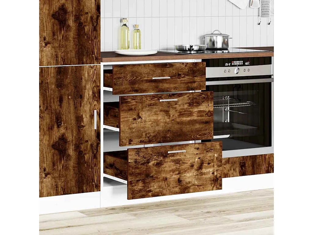 Armoire de cuisine chêne fumé bois d'ingénierie