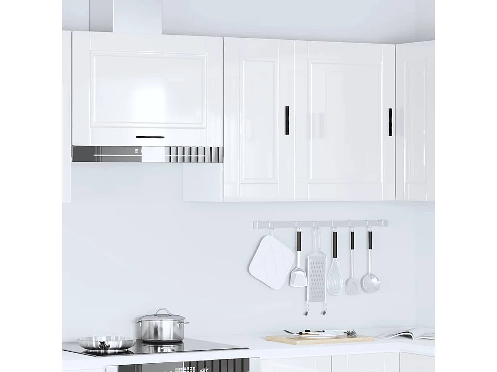 Armoire murale de cuisine Porto blanc brillant bois ingénierie