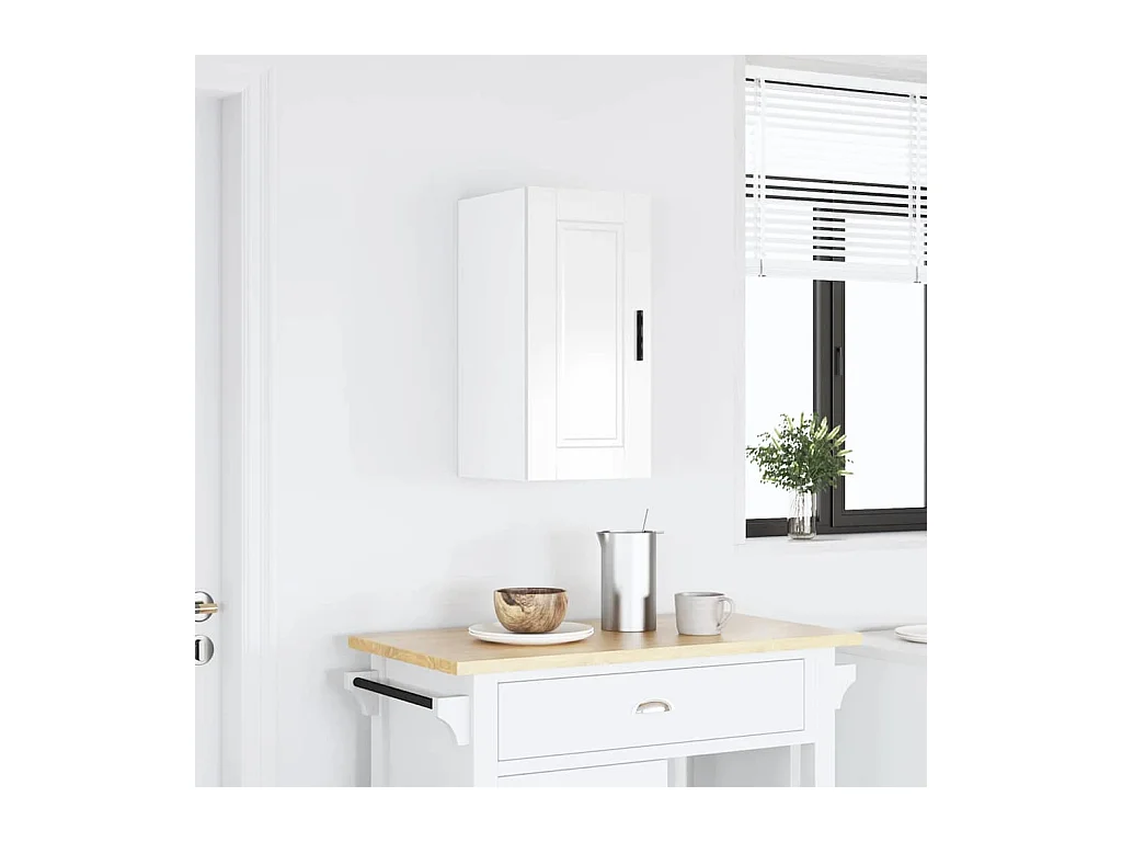 Armoire murale de cuisine Porto blanc brillant bois ingénierie
