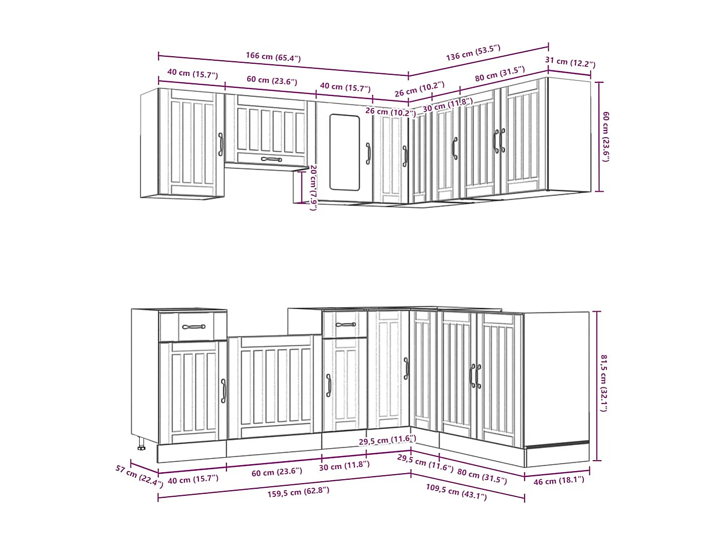 Lucca 11-teiliges Küchenschrank-Set aus Holzwerkstoff