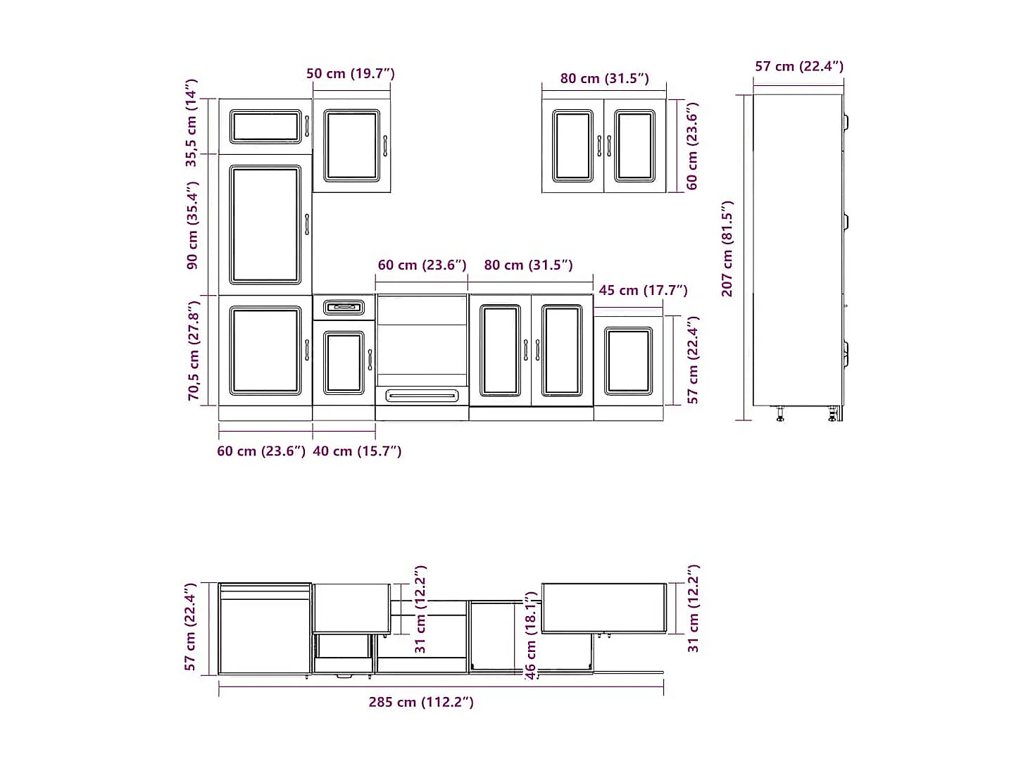 Ensemble d'armoires de cuisine 7 pcs Kalmar bois d'ingénierie