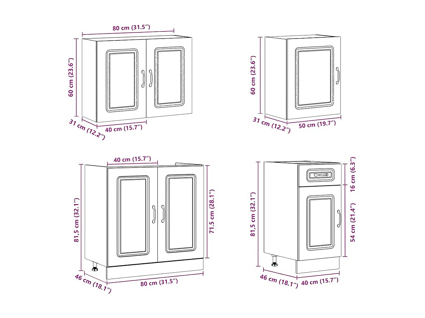 Ensemble d'armoires de cuisine 7 pcs Kalmar bois d'ingénierie