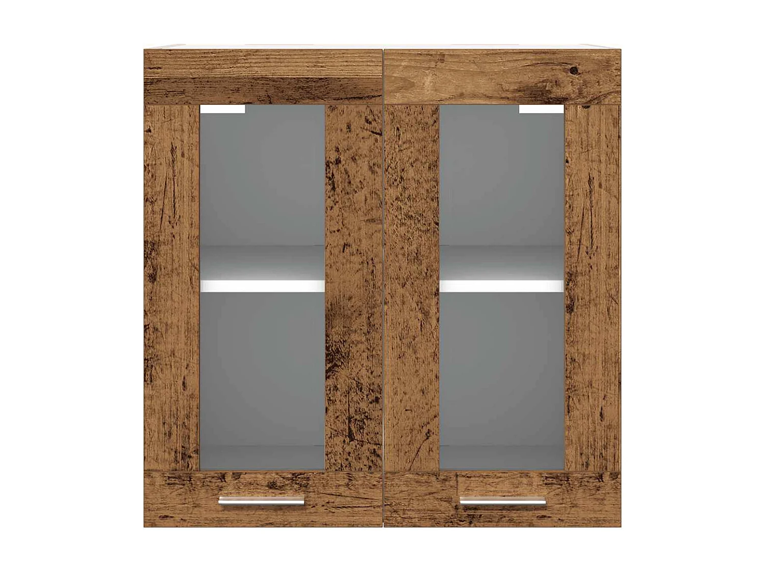 Armoire murale de cuisine avec porte en verre vieux bois