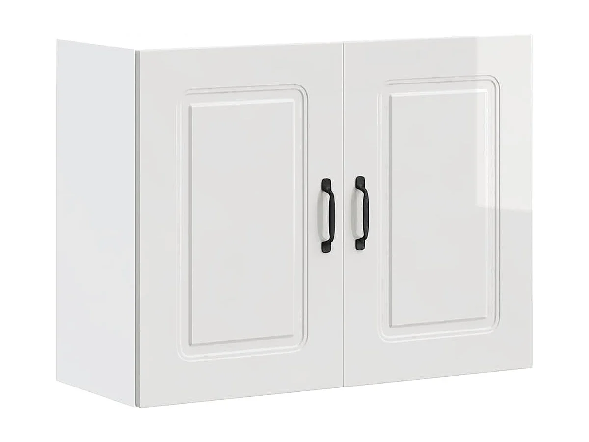 Armoire murale de cuisine Kalmar blanc brillant bois ingénierie