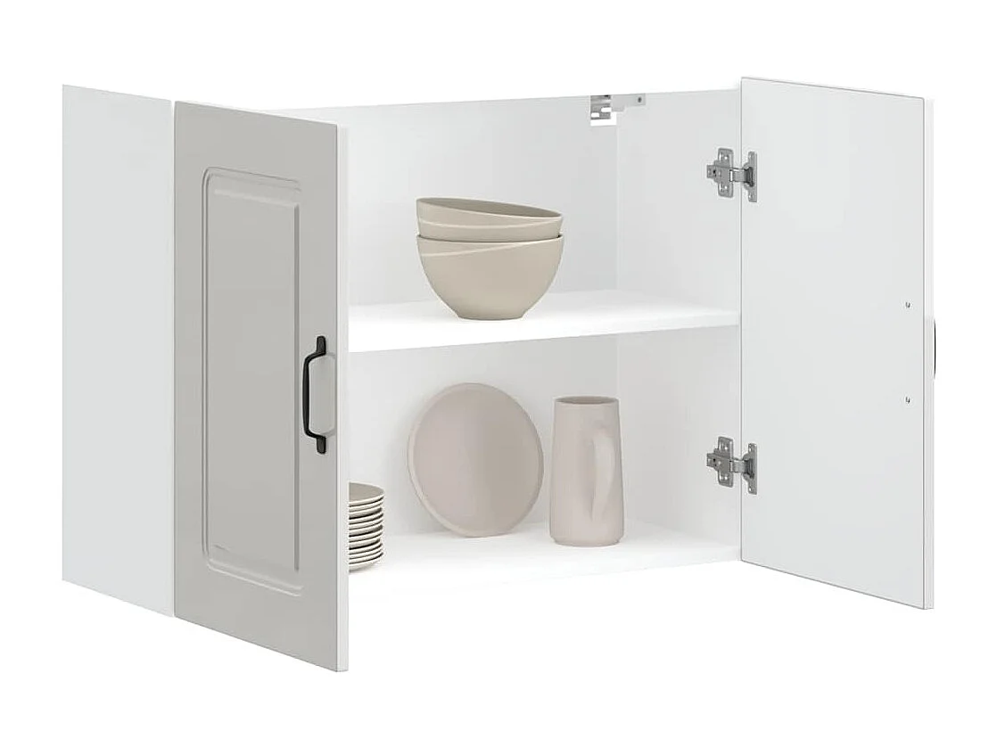 Armoire murale de cuisine Kalmar blanc brillant bois ingénierie