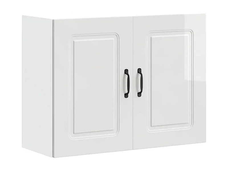 Armoire murale de cuisine Kalmar blanc brillant bois ingénierie