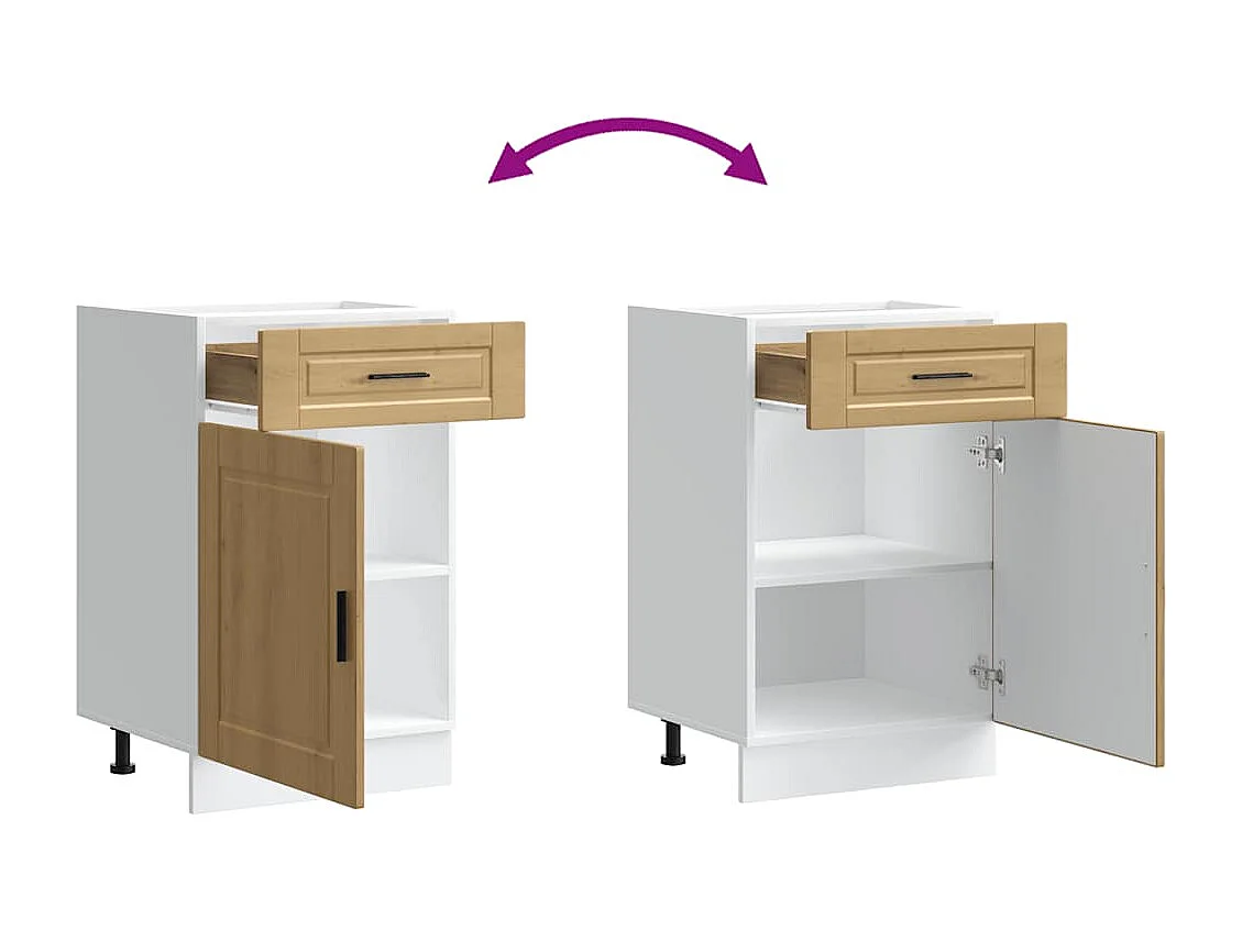 Mueble de cocina Porto fabricado artesanalmente en madera de roble