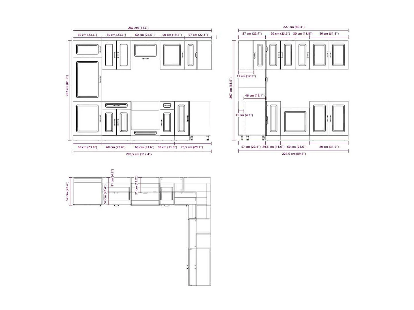 Ensemble d'armoires de cuisine 14 pcs Kalmar bois d'ingénierie