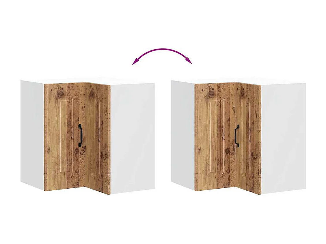 Armoire murale d'angle de cuisine Kalmar vieux bois