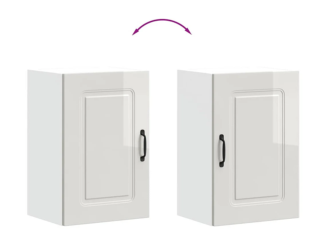 Armoire murale de cuisine Kalmar blanc brillant bois ingénierie