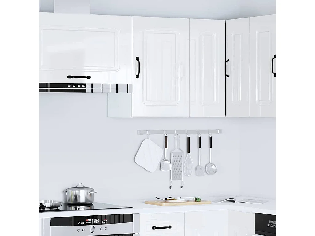 Armoire murale de cuisine Kalmar blanc brillant bois ingénierie