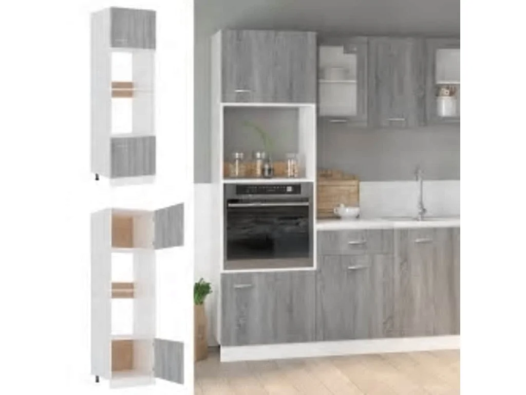 Sonoma Mikrowellenschrank grau 60x57x207 cm