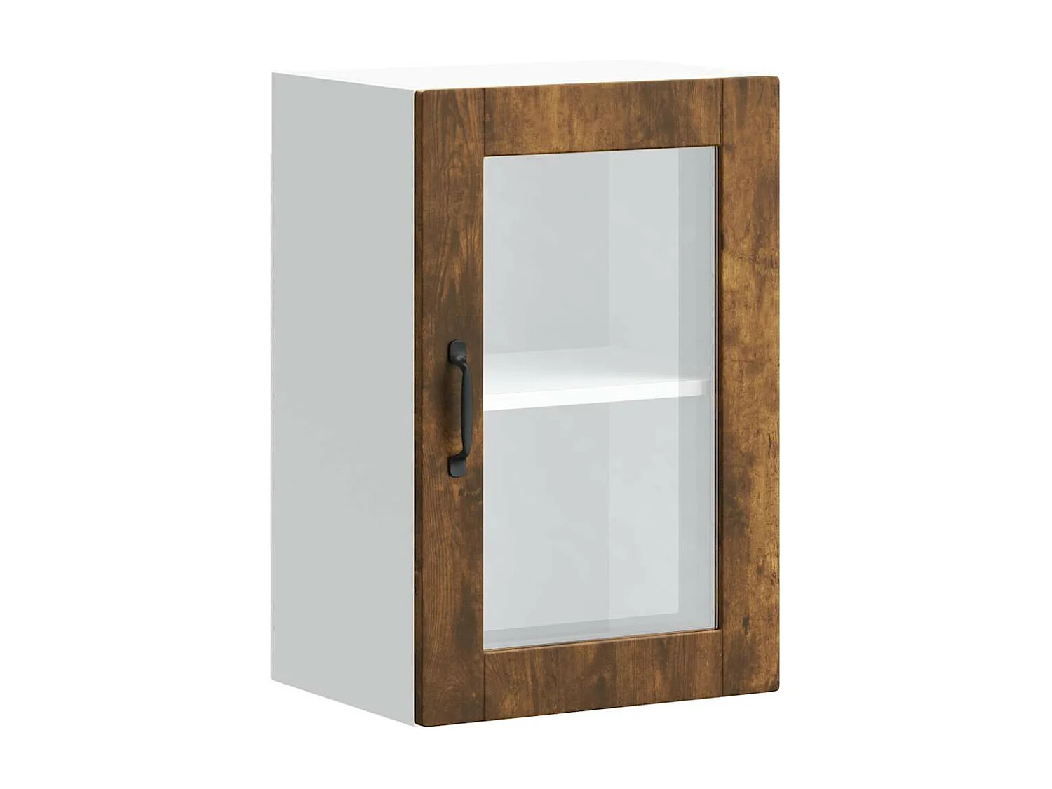 Armoire murale de cuisine avec porte en verre Porto chêne fumé