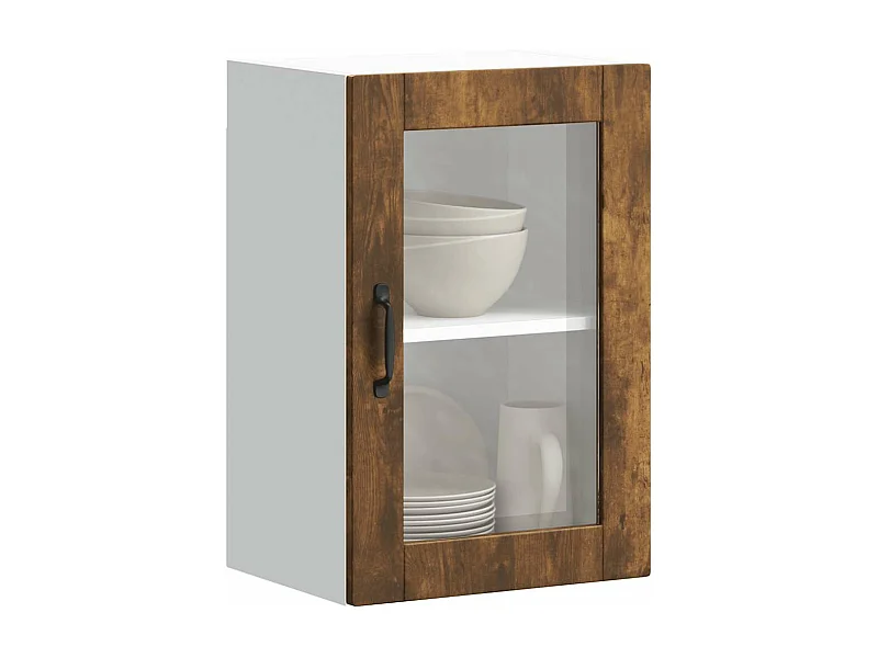 Armoire murale de cuisine avec porte en verre Porto chêne fumé