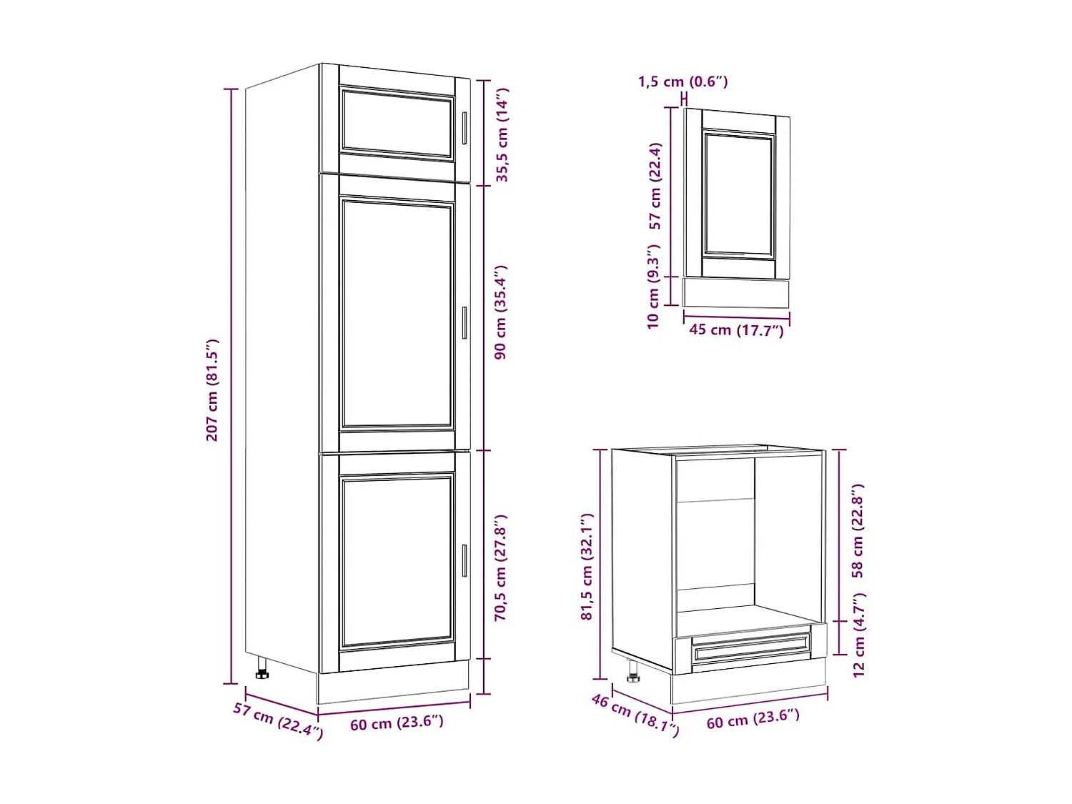 Juego de gabinetes de cocina Kalmar de 7 piezas de madera de ingeniería