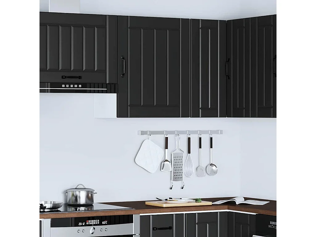 Armoire murale de cuisine Lucca noir bois d'ingénierie