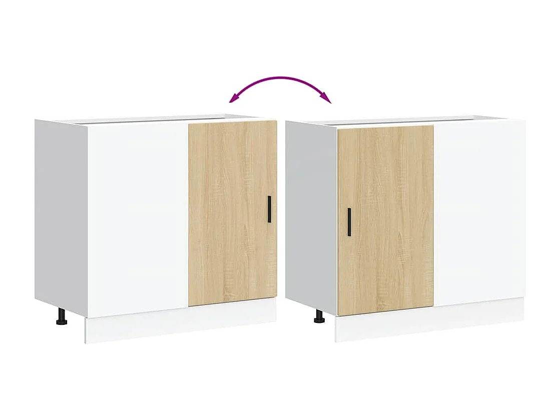 Gabinete de base de pia de madeira projetada em carvalho Sonoma