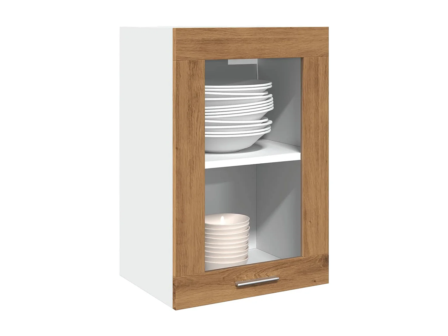 Armoire vitrée suspendue chêne artisanal 40x31x60 cm