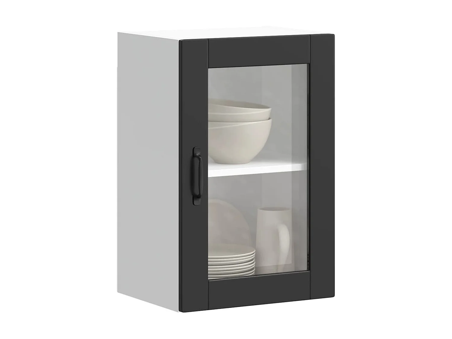 Armoire murale de cuisine avec porte en verre Porto noir