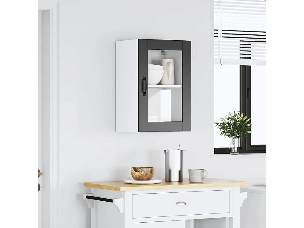 Armoire murale de cuisine avec porte en verre Porto noir