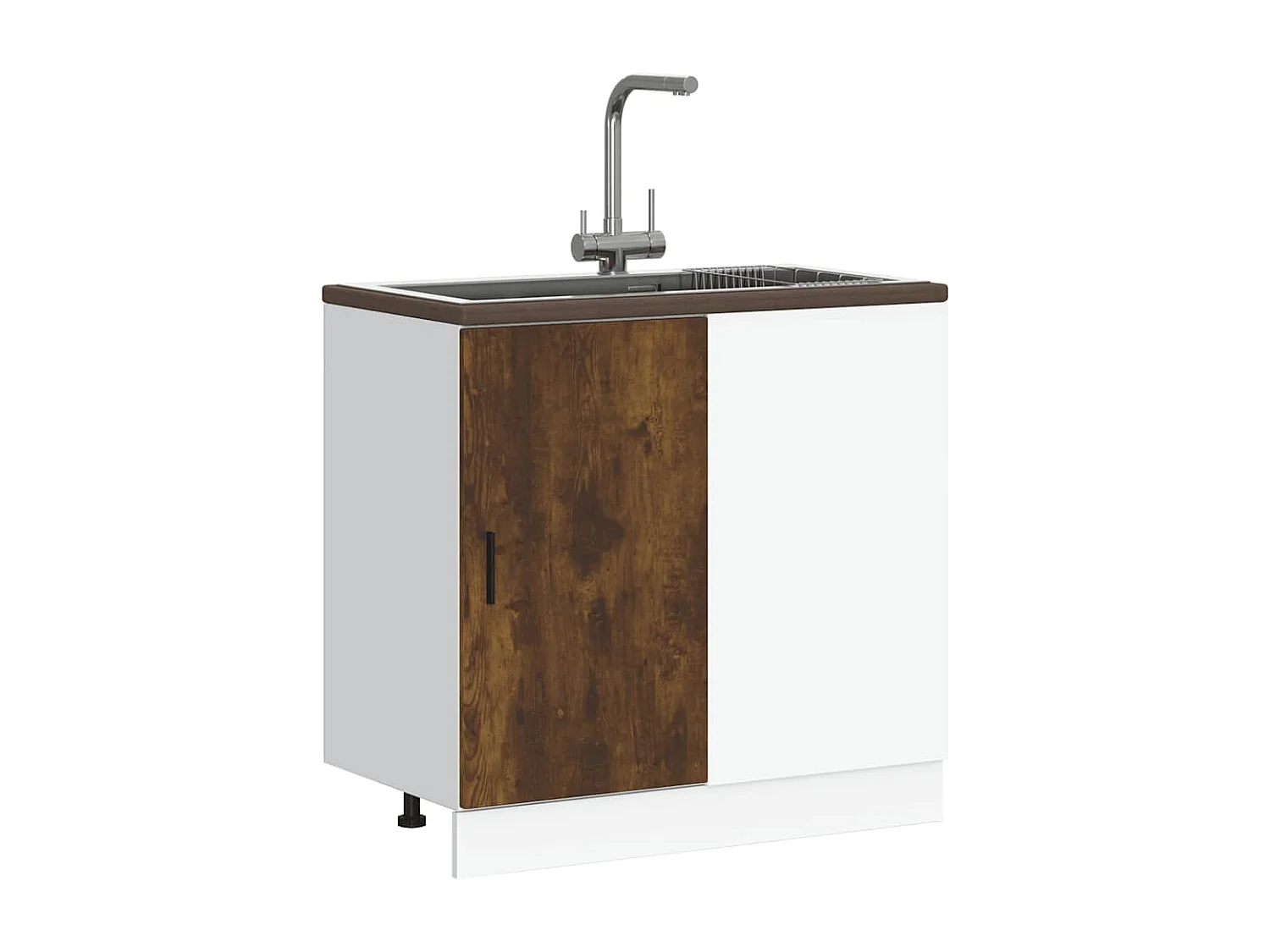 Mueble base para lavabo de madera de ingeniería de roble ahumado
