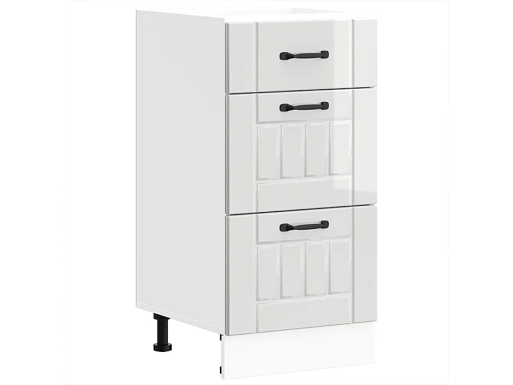 Armoire de cuisine Lucca blanc brillant bois ingénierie