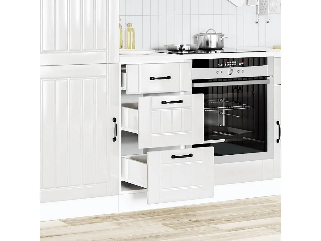 Armoire de cuisine Lucca blanc brillant bois ingénierie