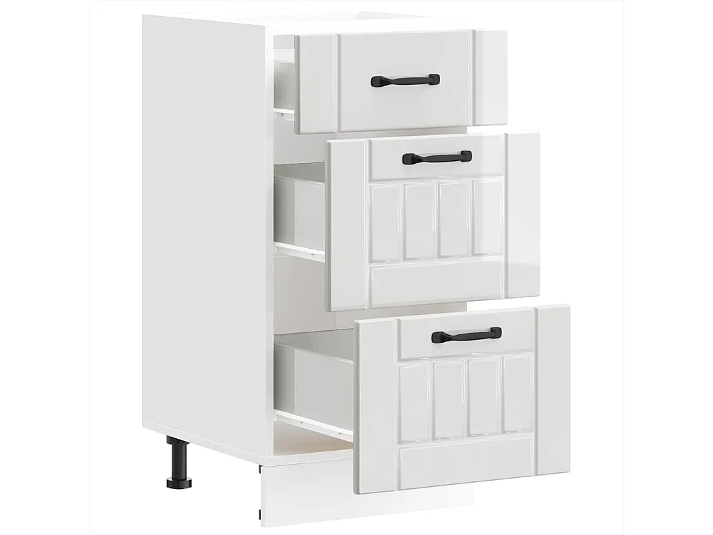 Armoire de cuisine Lucca blanc brillant bois ingénierie