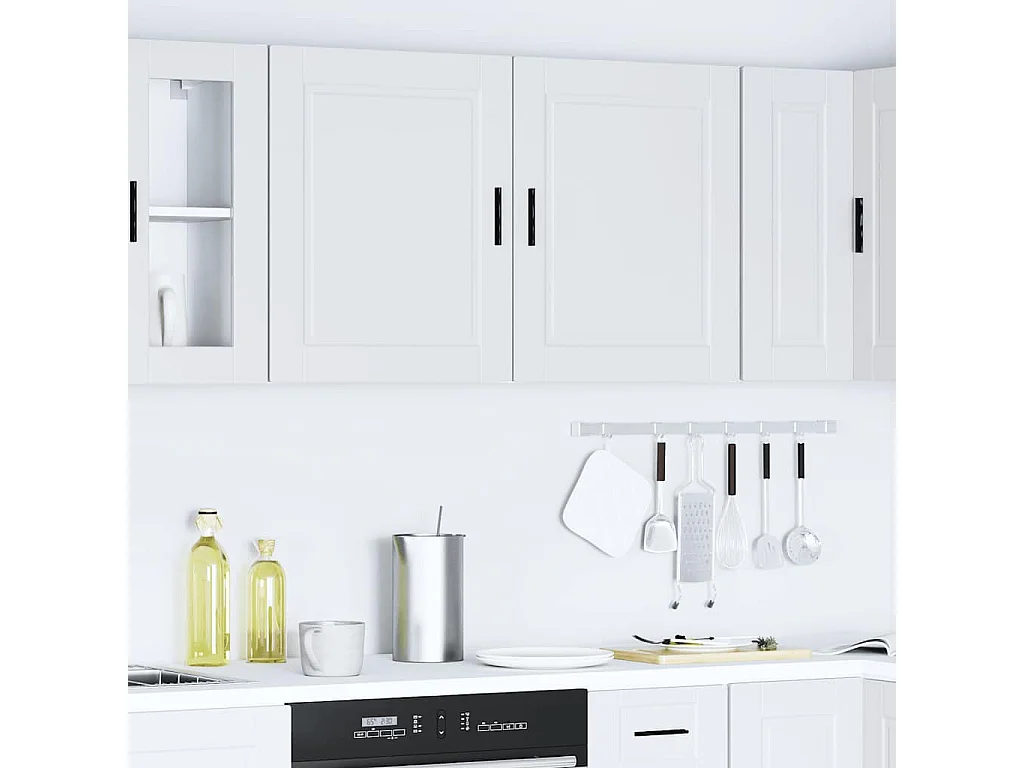 Armoires murales de cuisine 2 pcs Porto blanc bois d'ingénierie