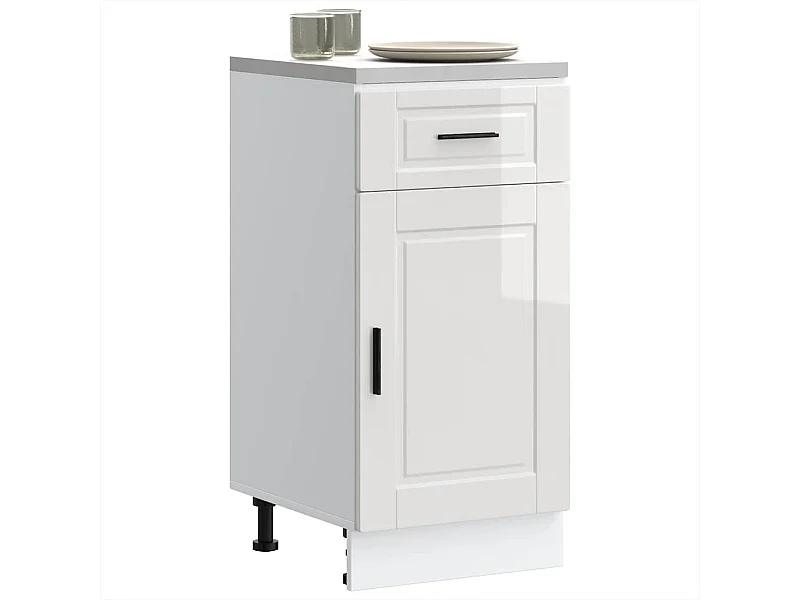 Armoire de cuisine Porto blanc brillant bois ingénierie
