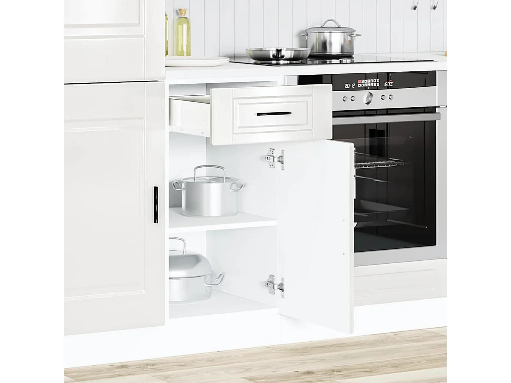 Armoire de cuisine Porto blanc brillant bois ingénierie