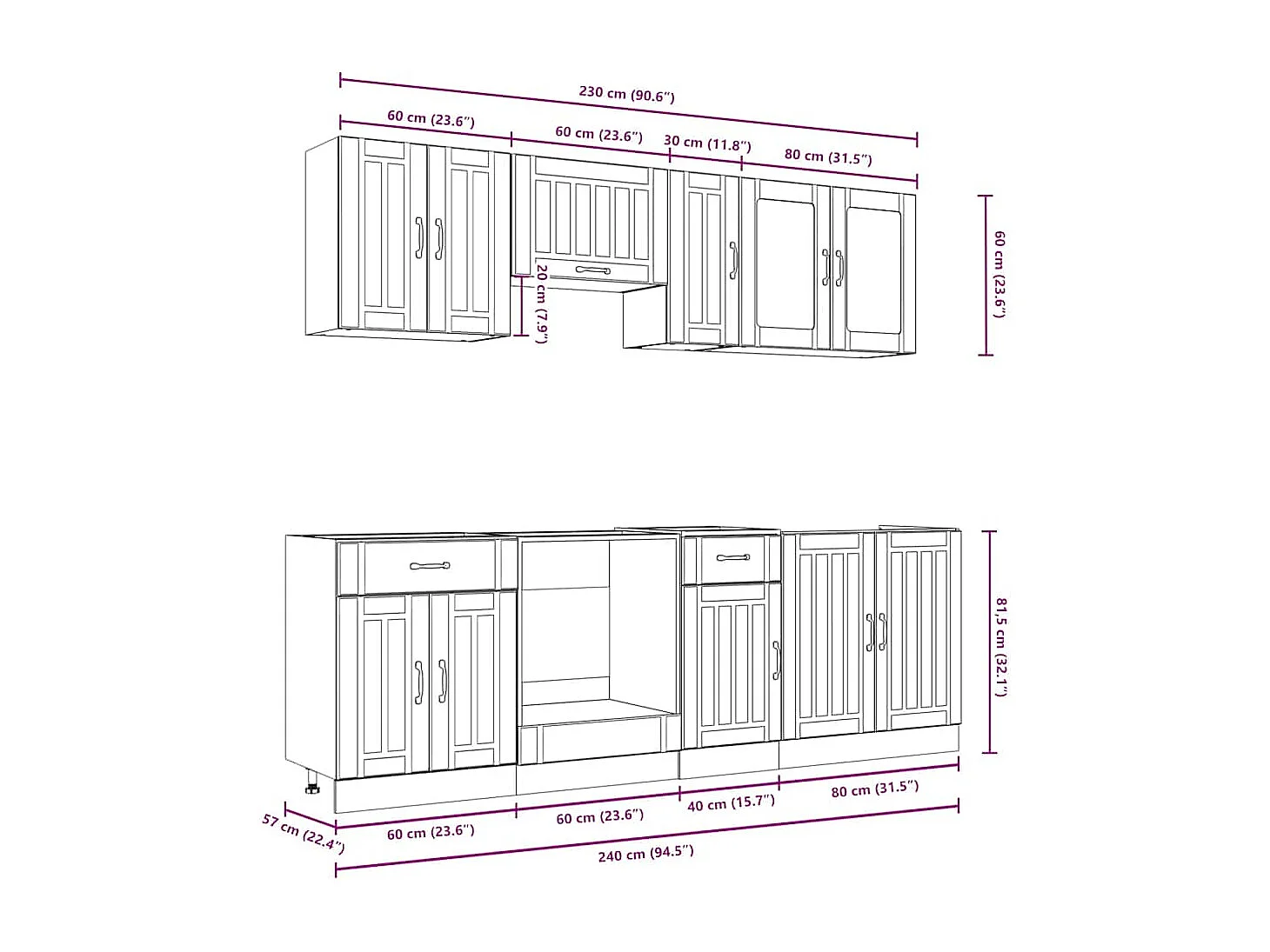 Ensemble d'armoires de cuisine 8 pcs Kalmar bois d'ingénierie