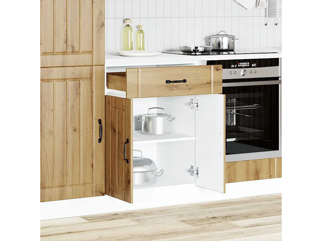 Mobile da cucina Lucca in rovere lavorato a mano in legno ingegnerizzato