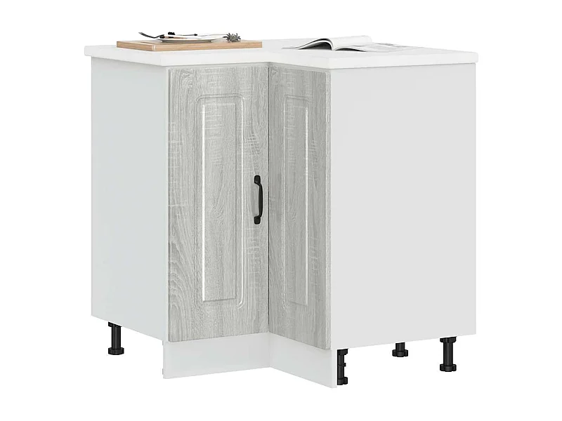 Gabinete de canto de cozinha em madeira projetada Kalmar Sonoma Gray