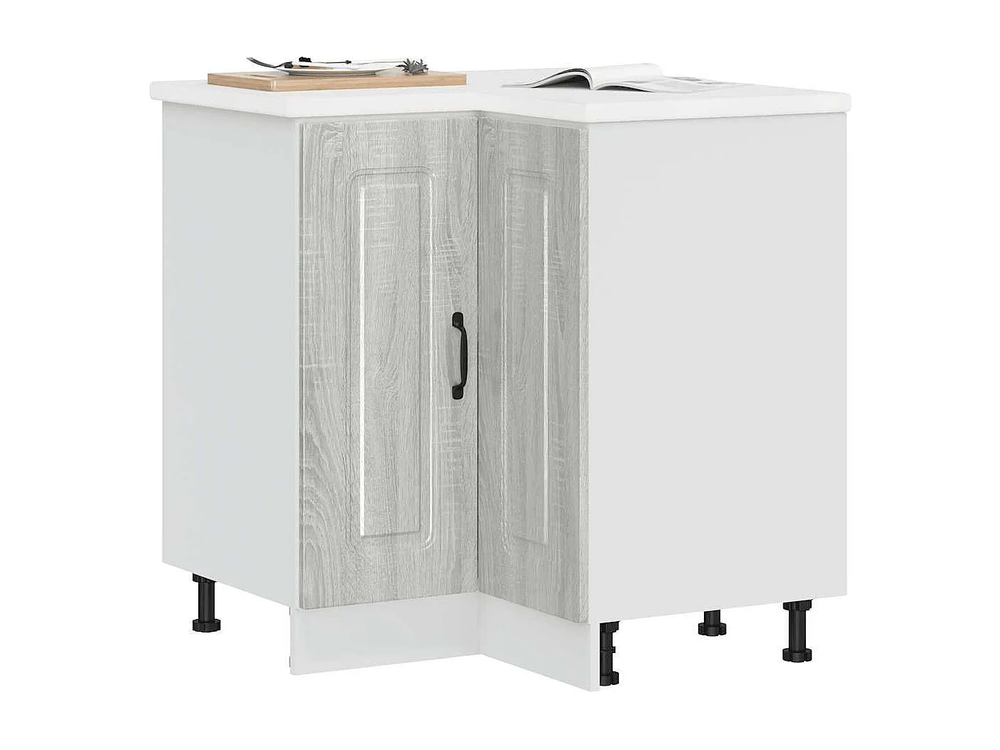 Gabinete de canto de cozinha em madeira projetada Kalmar Sonoma Gray