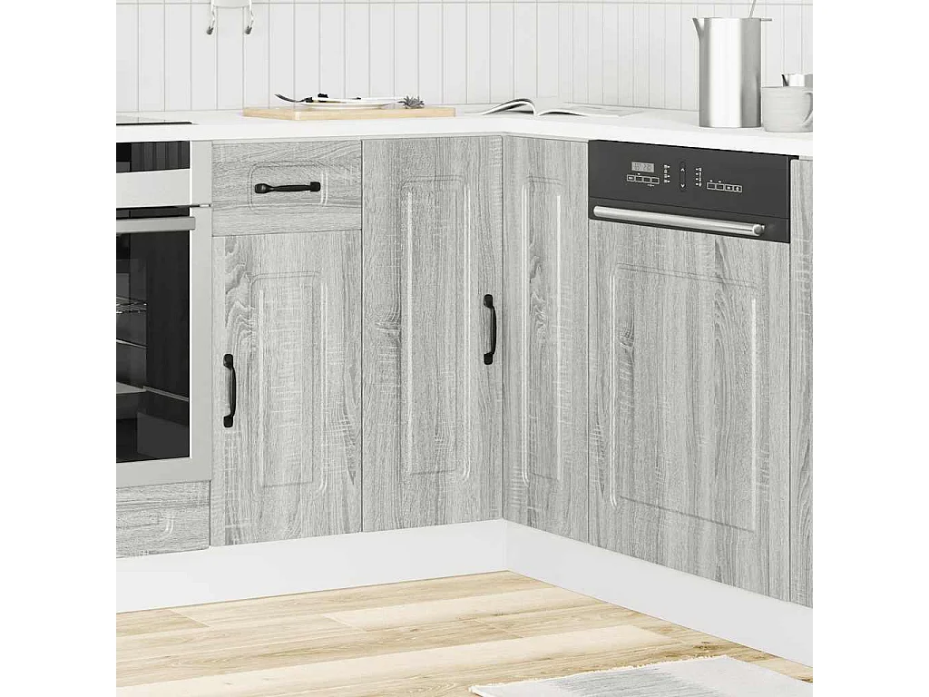 Mobile angolare da cucina in legno ingegnerizzato grigio Sonoma Kalmar