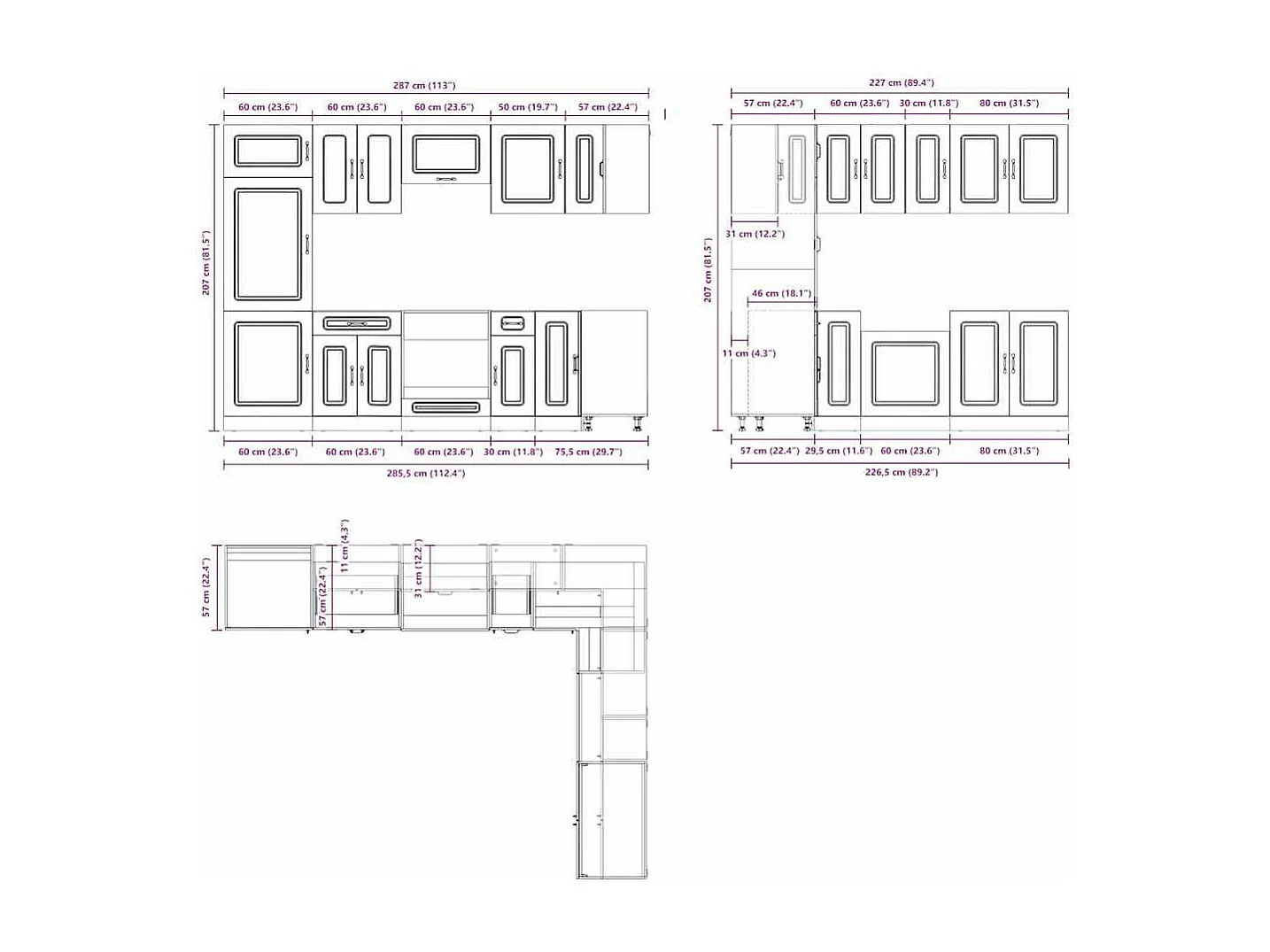 Ensemble d'armoires de cuisine 14 pcs Kalmar bois d'ingénierie
