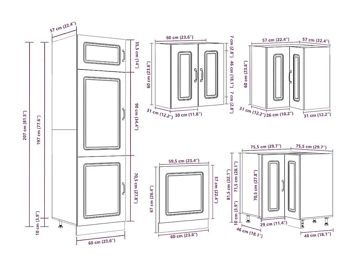 Ensemble d'armoires de cuisine 14 pcs Kalmar bois d'ingénierie