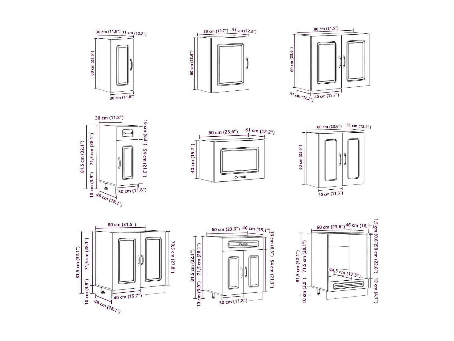 Kalmar 14-delige keukenkastset van bewerkt hout