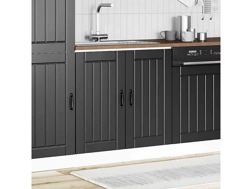 Meuble de base de lavabo Lucca noir bois d'ingénierie