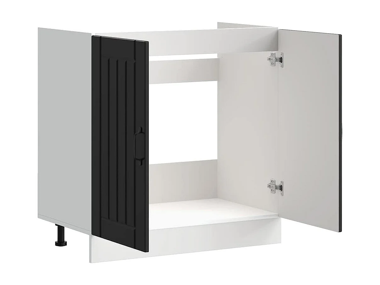 Meuble de base de lavabo Lucca noir bois d'ingénierie