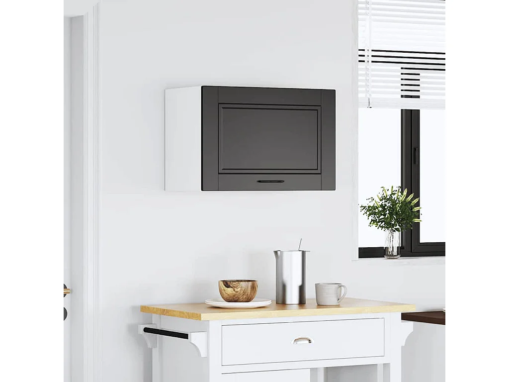 Armoire murale de cuisine Porto noir bois d'ingénierie