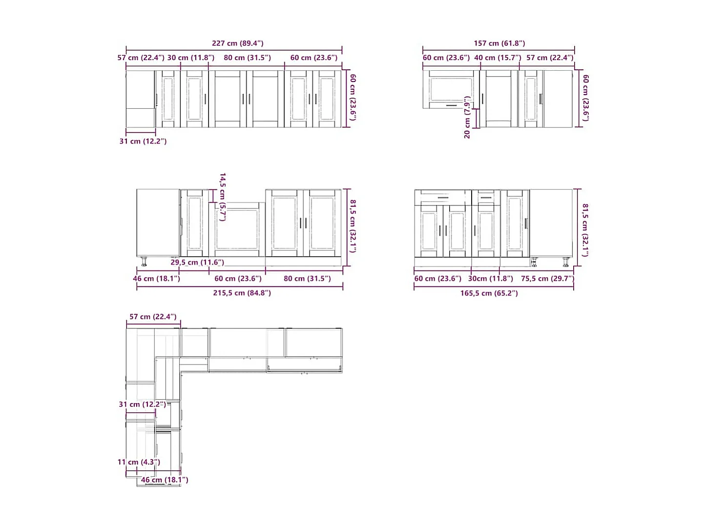 Ensemble d'armoires de cuisine 11 pcs Porto bois d'ingénierie