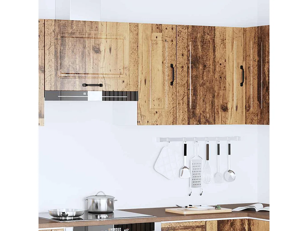 Armoire murale de cuisine Kalmar vieux bois bois d'ingénierie