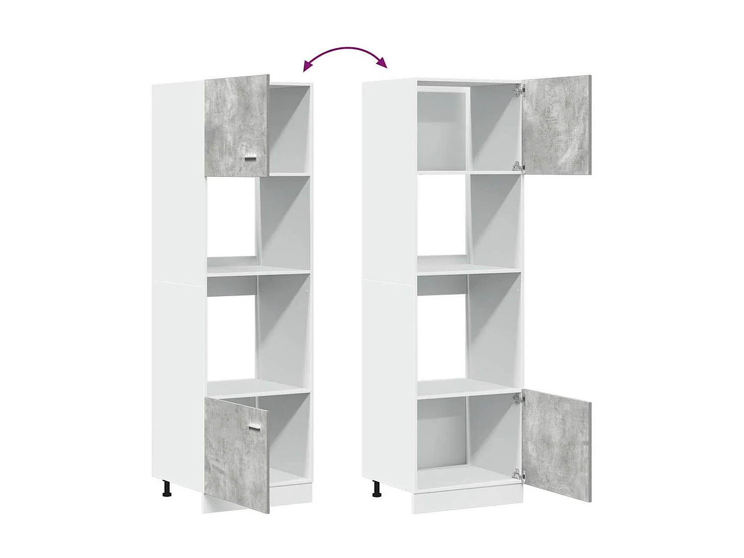 Betongrauer Mikrowellenschrank 60x57x207 cm Spanplatte
