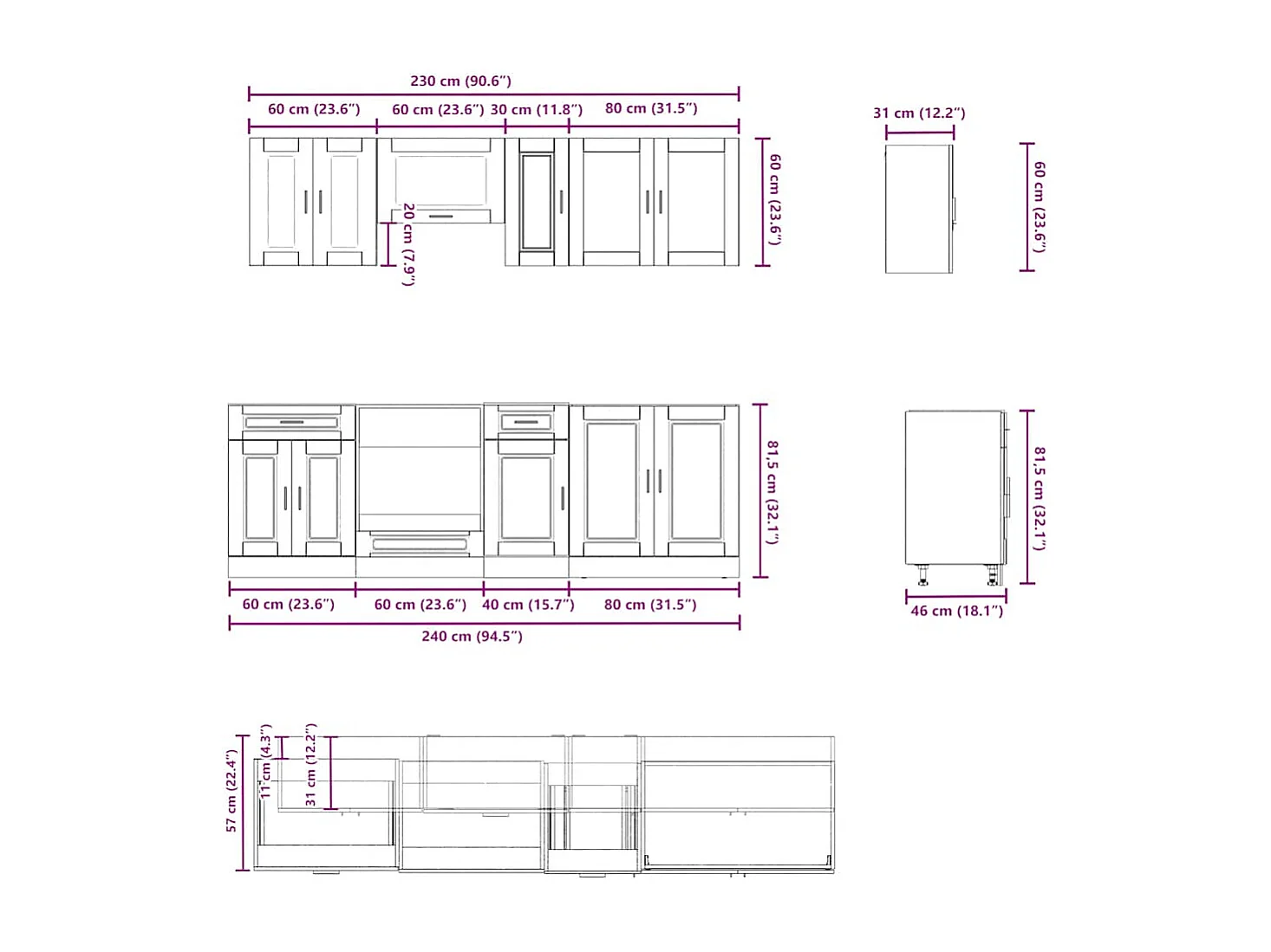 Ensemble d'armoires de cuisine 8 pcs Kalmar bois d'ingénierie