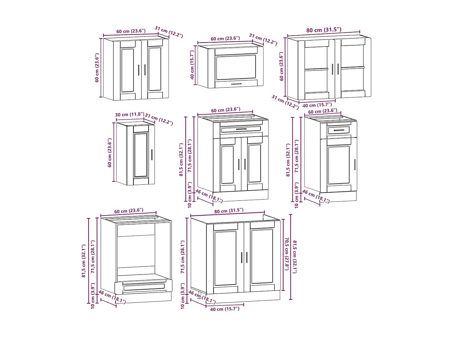 Ensemble d'armoires de cuisine 8 pcs Kalmar bois d'ingénierie